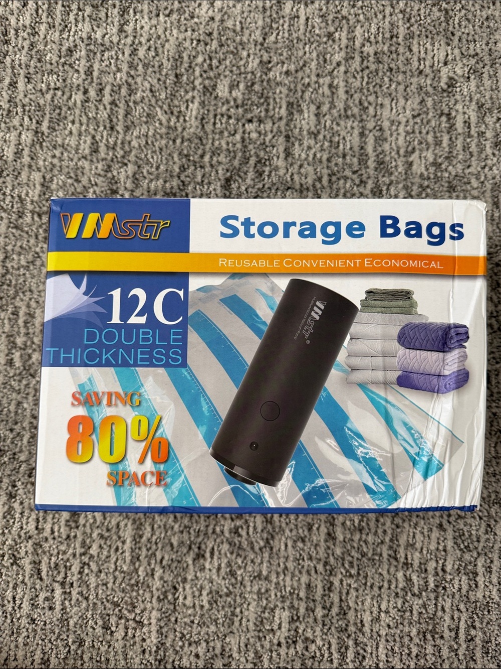 Vacuum Storage Bags - Reusable Space-Saving Set. Includes 4 Bags & Pump